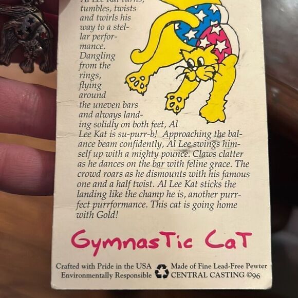 Cat Charm Necklace Gymnastics Purrsonal Trainer Al Lee Kat Vintage NWT USA - Picture 4 of 5